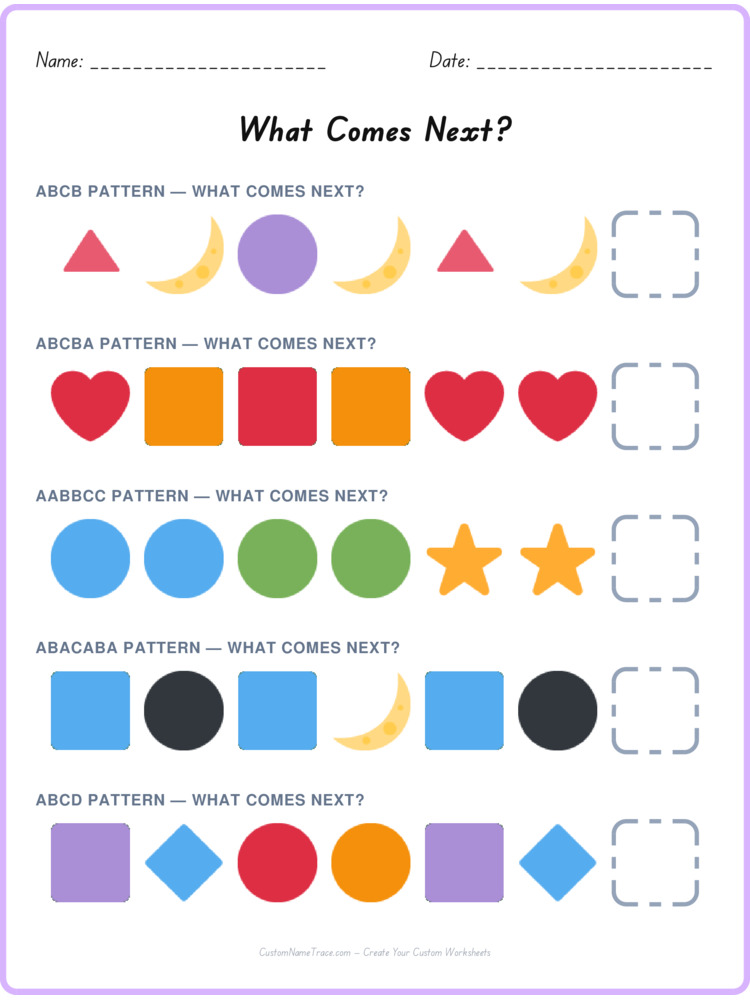 Mixed Review pattern worksheet 144 for kids