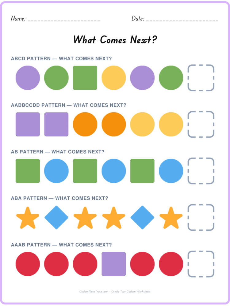 Mixed Review pattern worksheet 146 for kids