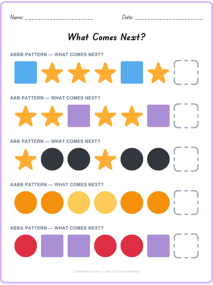 Mixed Review pattern worksheet 147 for kids