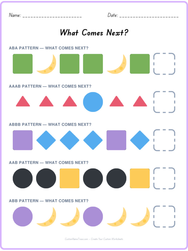 Mixed Review pattern worksheet 148 for kids