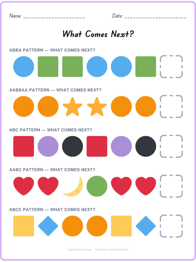Mixed Review pattern worksheet 149 for kids