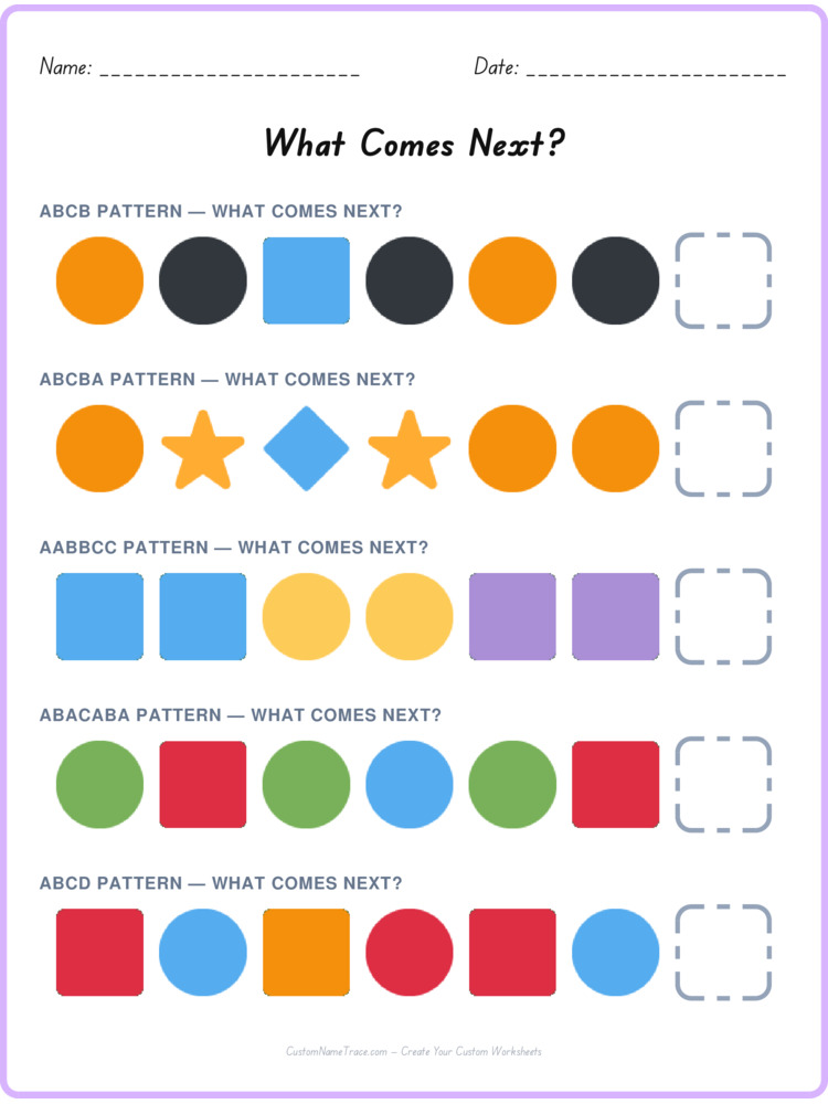 Mixed Review pattern worksheet 150 for kids