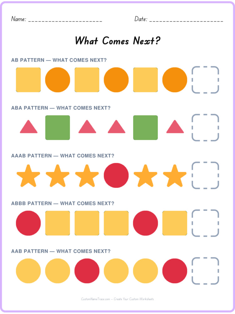 Mixed Review pattern worksheet 151 for kids