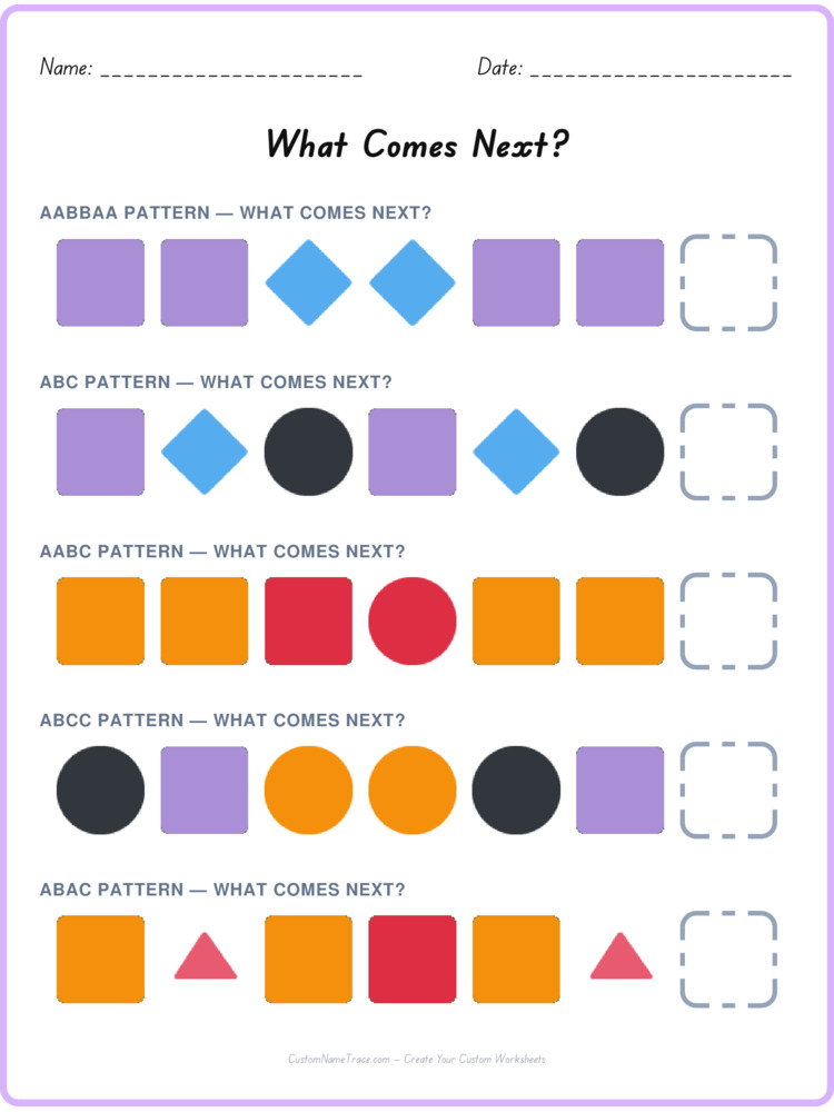 Mixed Review pattern worksheet 152 for kids
