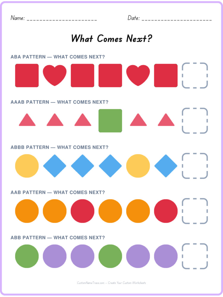 Mixed Review pattern worksheet 155 for kids