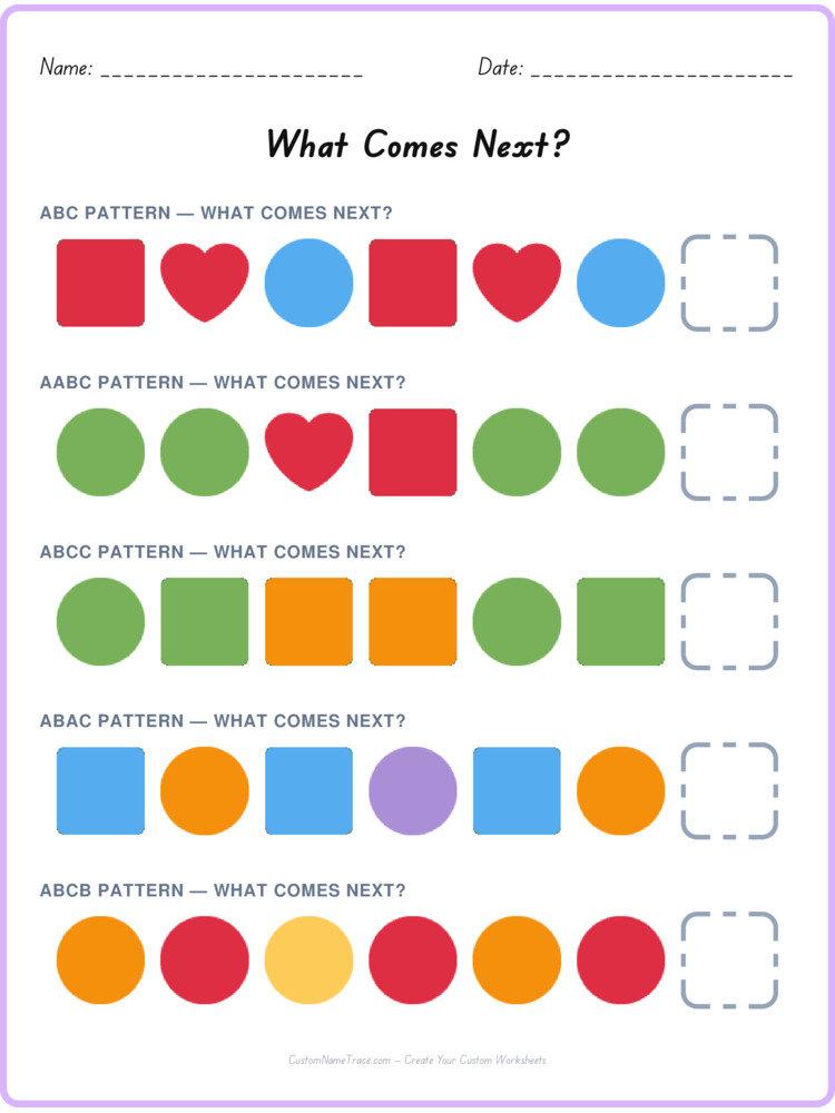 Mixed Review pattern worksheet 157 for kids