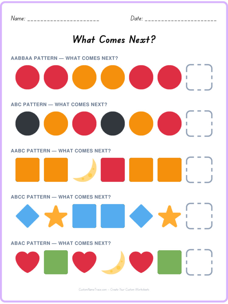 Mixed Review pattern worksheet 158 for kids
