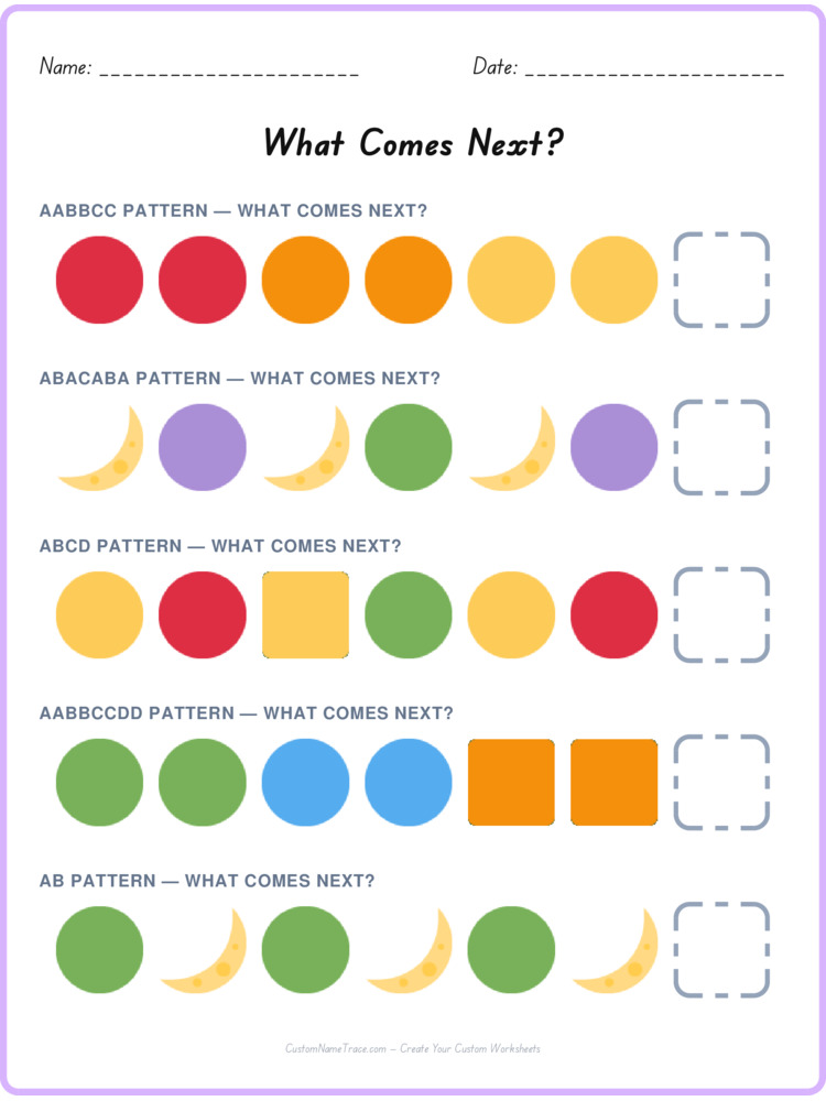 Mixed Review pattern worksheet 159 for kids