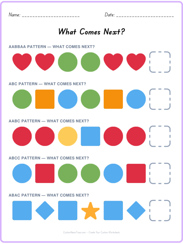 Mixed Review pattern worksheet 161 for kids