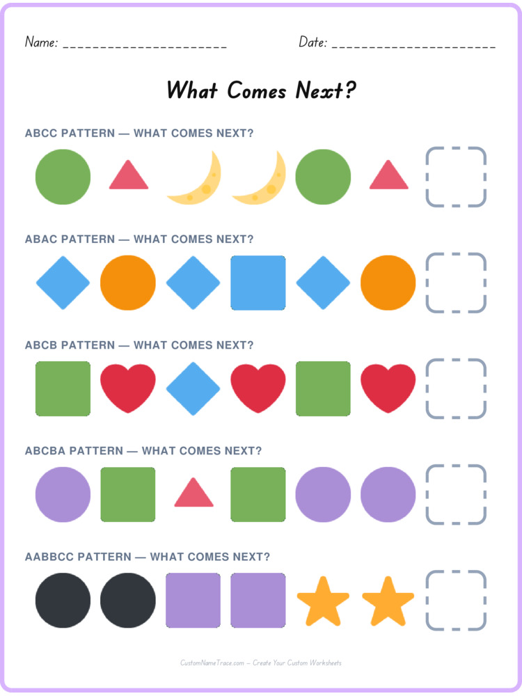 Mixed Review pattern worksheet 162 for kids