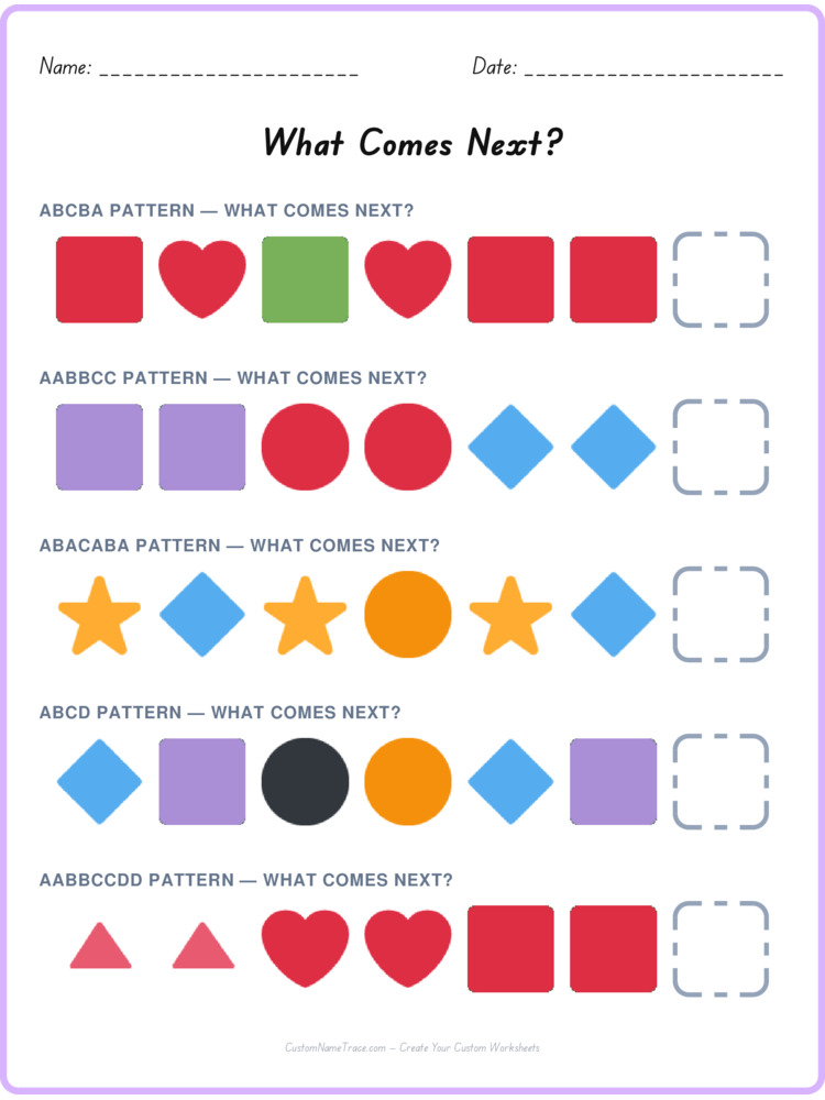 Mixed Review pattern worksheet 163 for kids