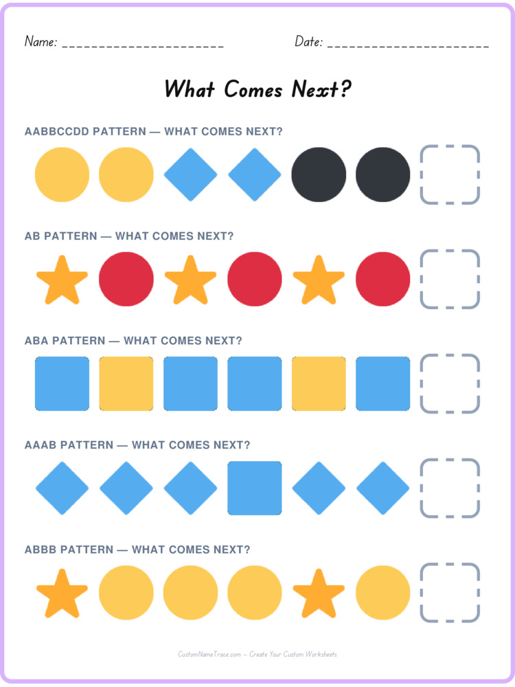 Mixed Review pattern worksheet 165 for kids