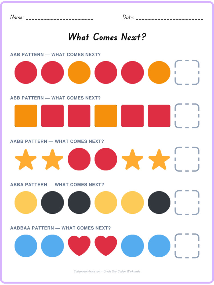 Mixed Review pattern worksheet 166 for kids