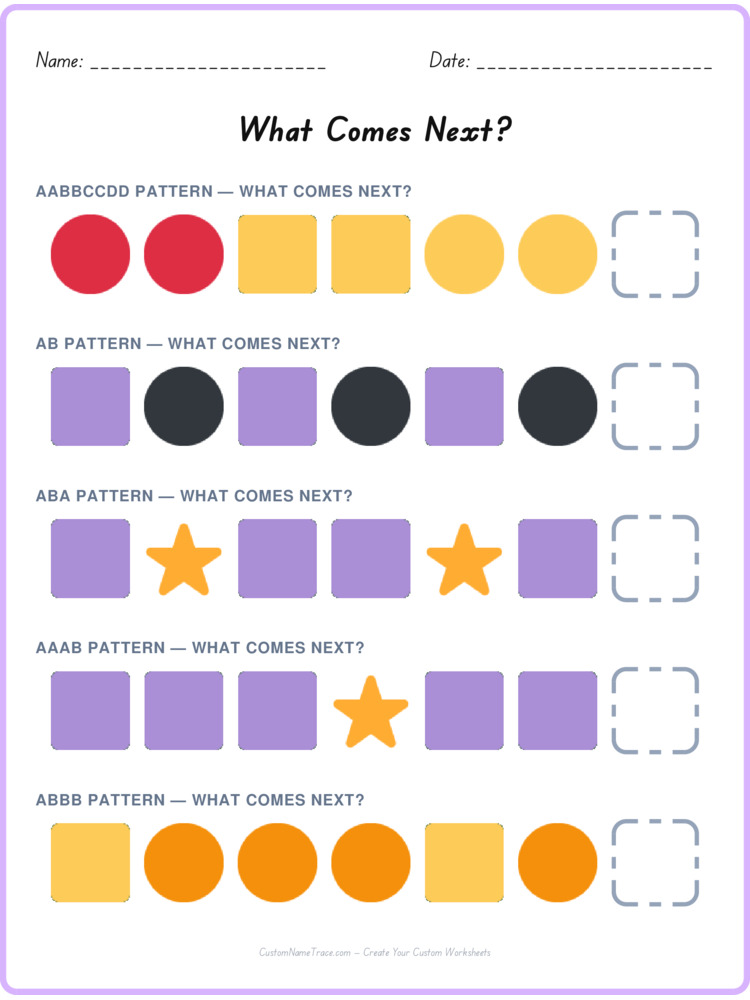 Mixed Review pattern worksheet 167 for kids
