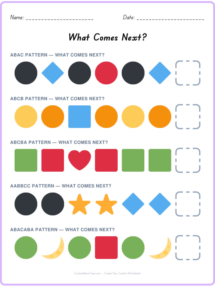 Mixed Review pattern worksheet 168 for kids