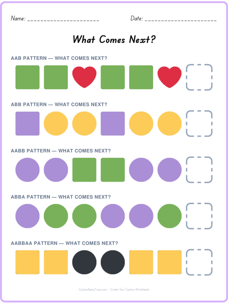 Mixed Review pattern worksheet 169 for kids