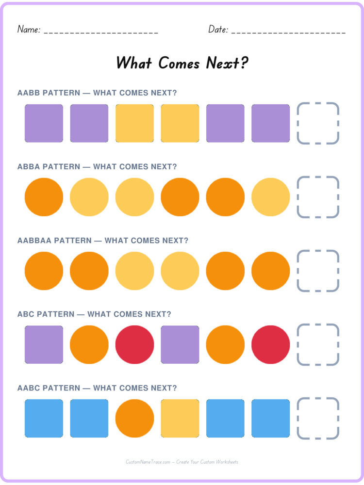 Mixed Review pattern worksheet 170 for kids