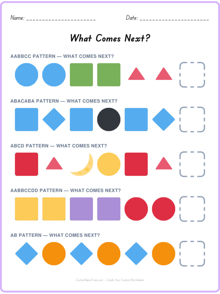 Mixed Review pattern worksheet 171 for kids