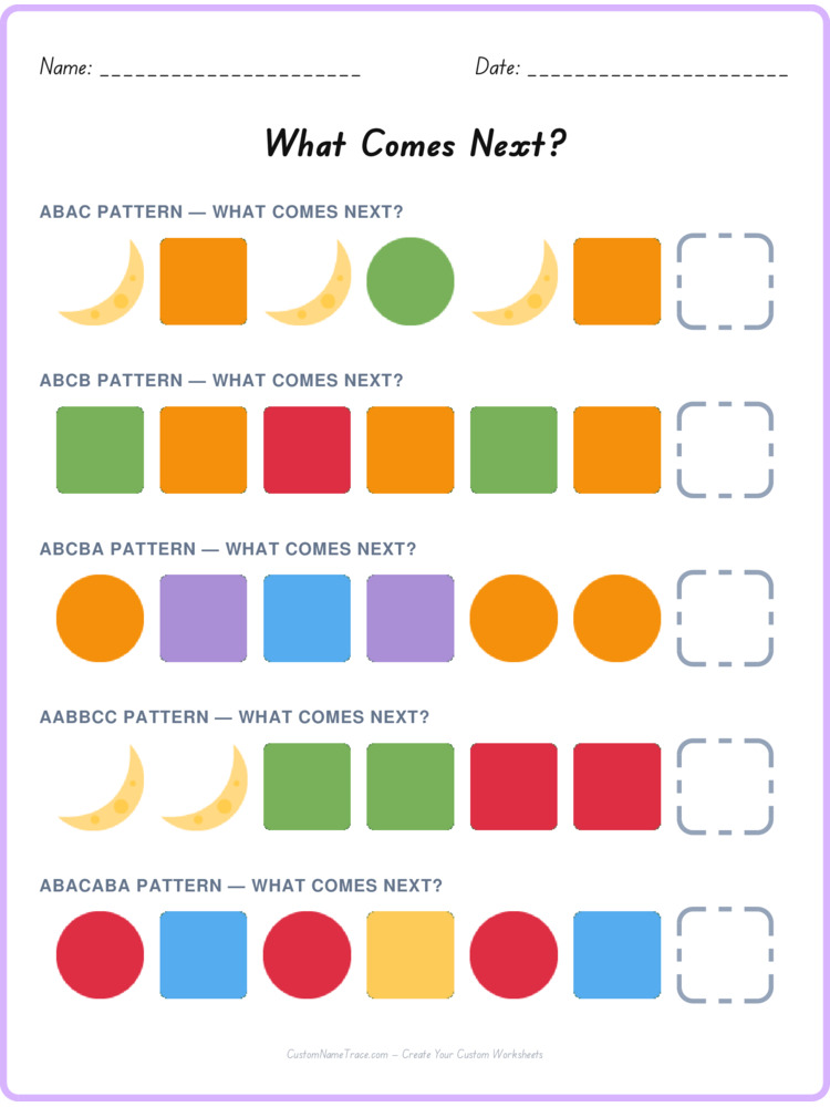 Mixed Review pattern worksheet 172 for kids