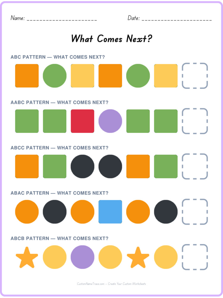 Mixed Review pattern worksheet 176 for kids
