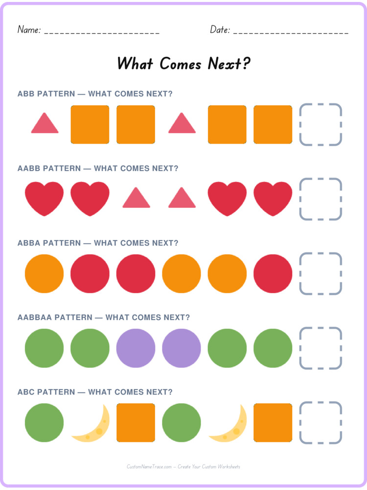 Mixed Review pattern worksheet 177 for kids