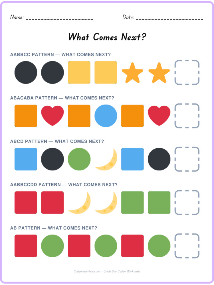 Mixed Review pattern worksheet 178 for kids