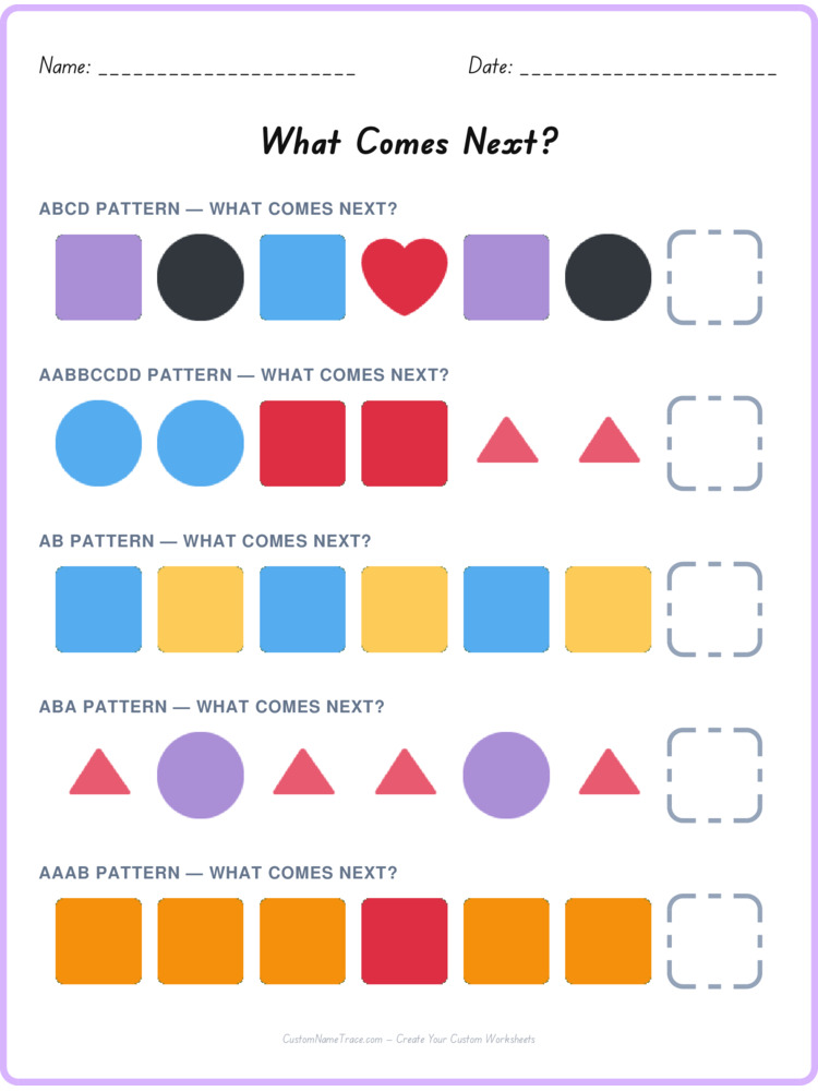 Mixed Review pattern worksheet 183 for kids