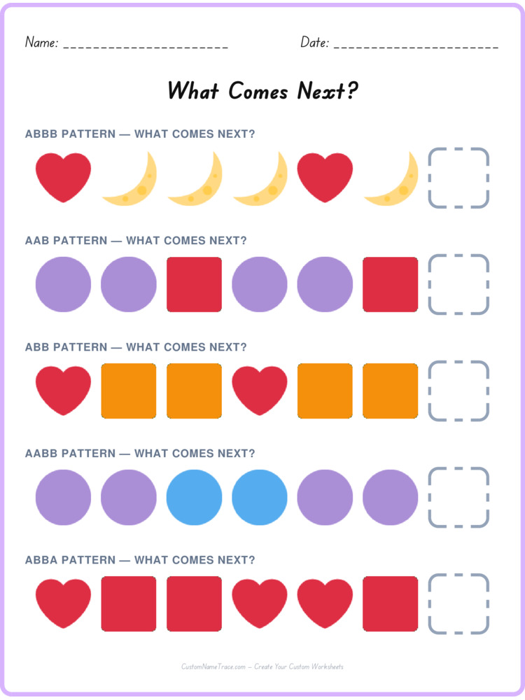 Mixed Review pattern worksheet 184 for kids