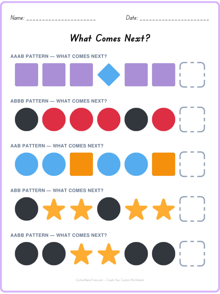 Mixed Review pattern worksheet 185 for kids