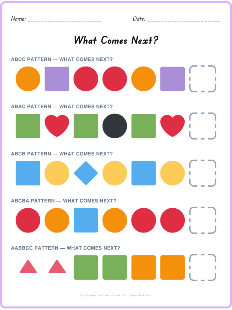 Mixed Review pattern worksheet 186 for kids