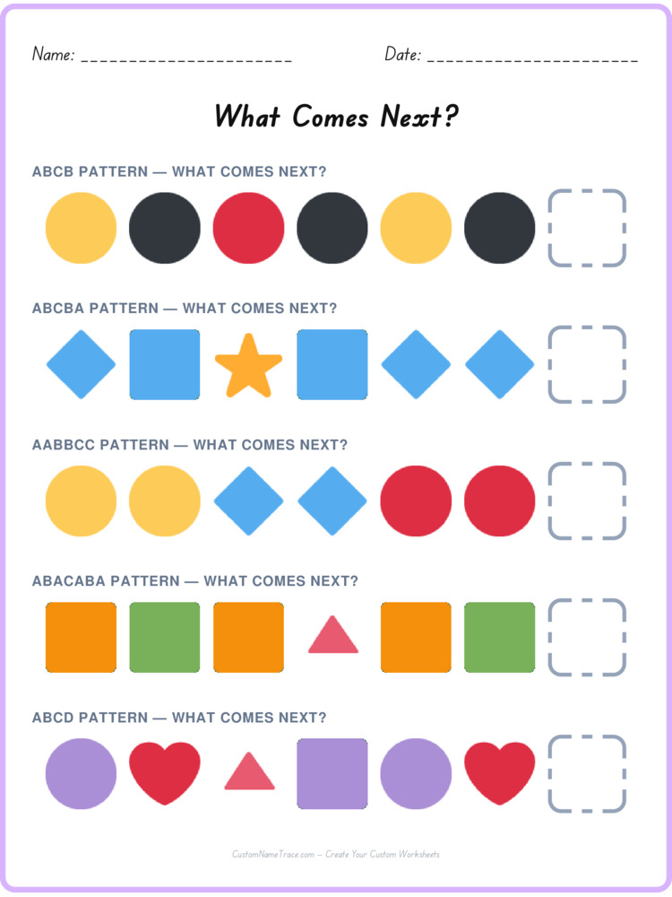 Mixed Review pattern worksheet 187 for kids