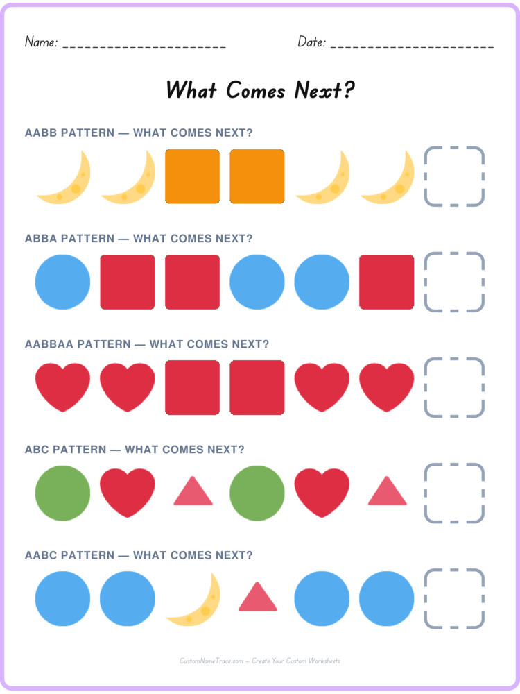 Mixed Review pattern worksheet 190 for kids