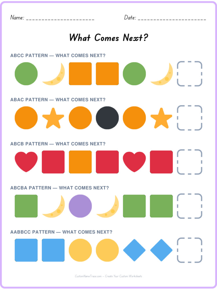 Mixed Review pattern worksheet 192 for kids