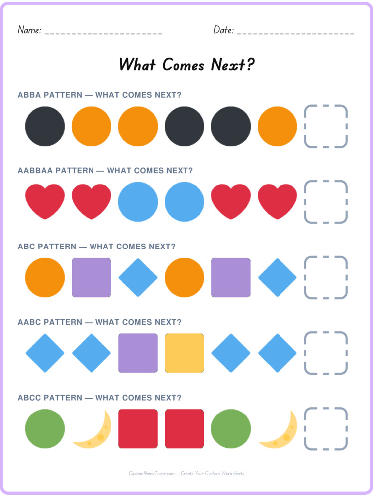 Mixed Review pattern worksheet 193 for kids