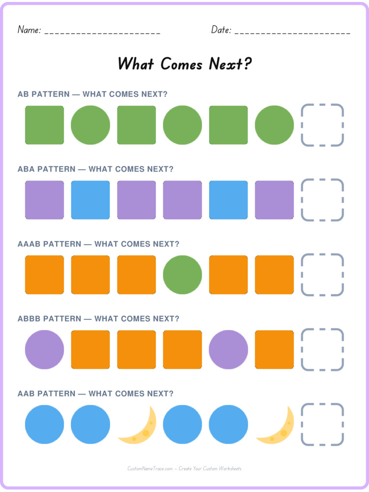 Mixed Review pattern worksheet 194 for kids