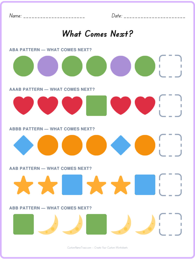 Mixed Review pattern worksheet 195 for kids