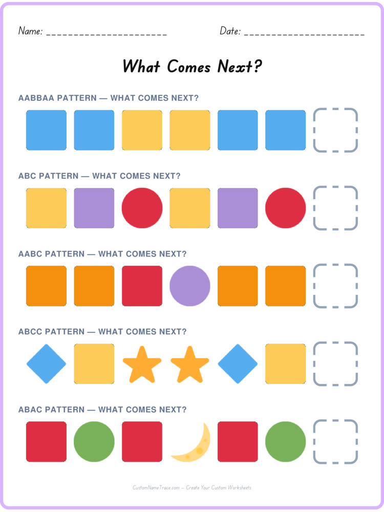 Mixed Review pattern worksheet 196 for kids
