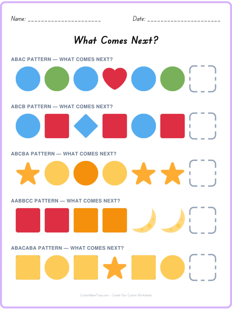 Mixed Review pattern worksheet 197 for kids