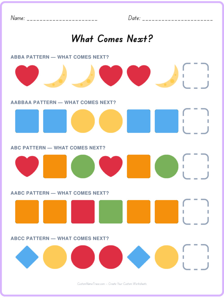 Mixed Review pattern worksheet 200 for kids