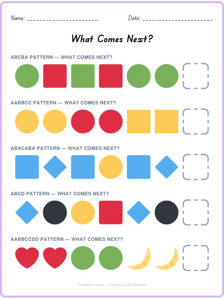 Mixed Review pattern worksheet 205 for kids