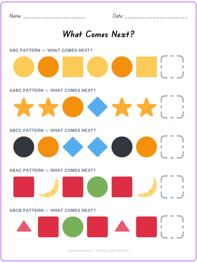 Mixed Review pattern worksheet 208 for kids