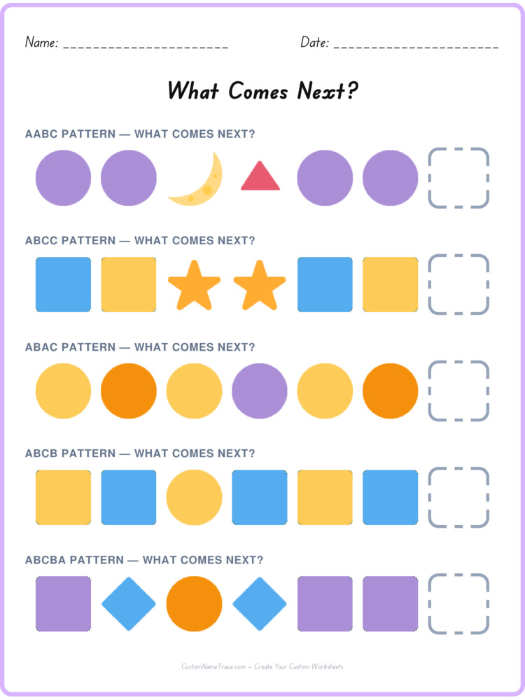 Mixed Review pattern worksheet 209 for kids