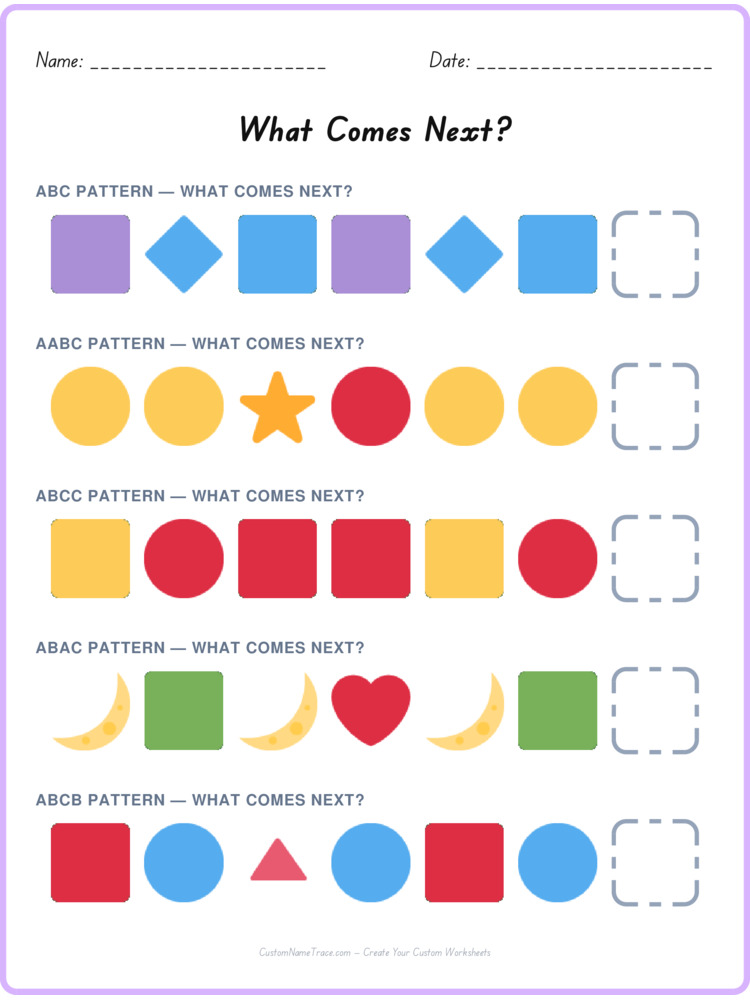 Mixed Review pattern worksheet 211 for kids