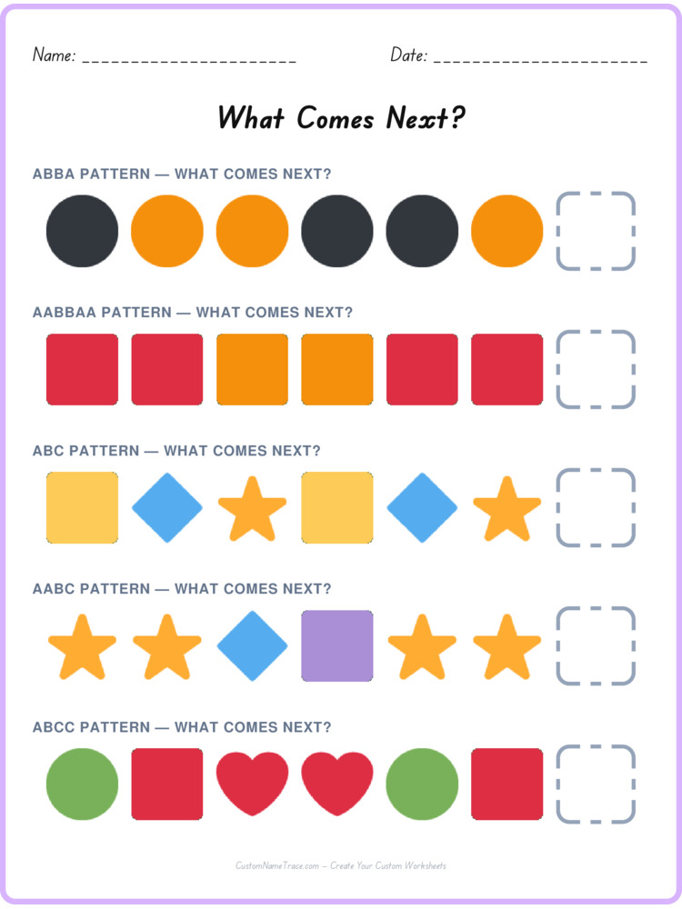 Mixed Review pattern worksheet 212 for kids