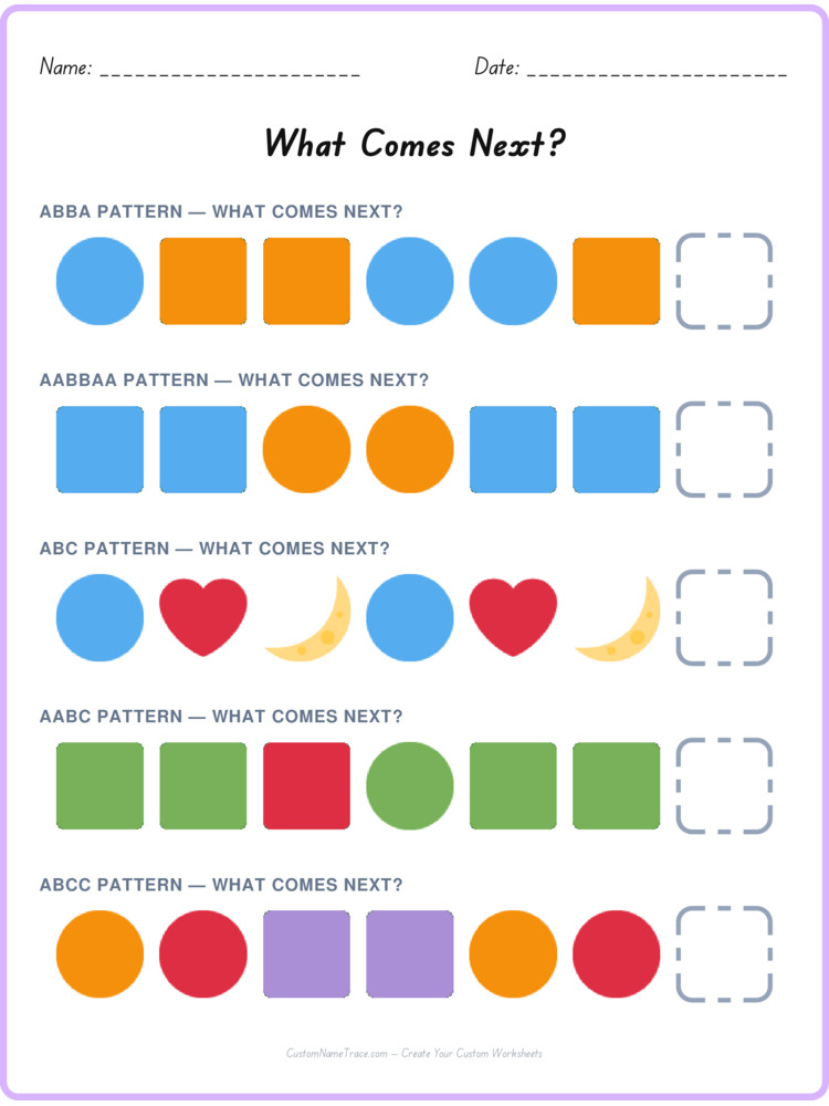 Mixed Review pattern worksheet 213 for kids