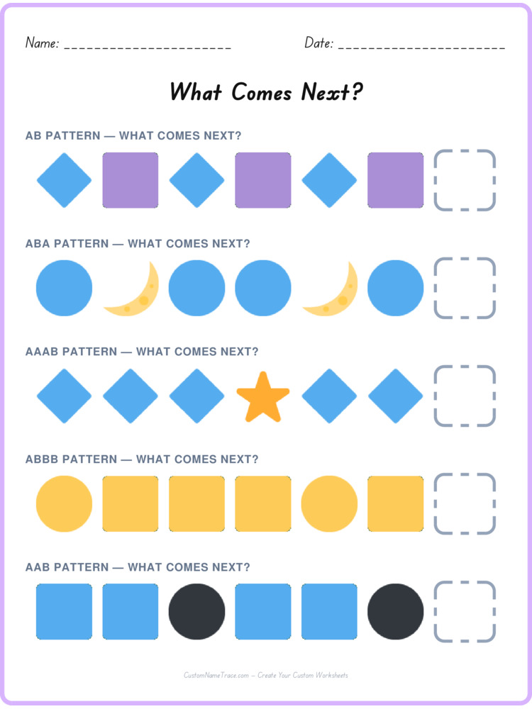 Mixed Review pattern worksheet 214 for kids