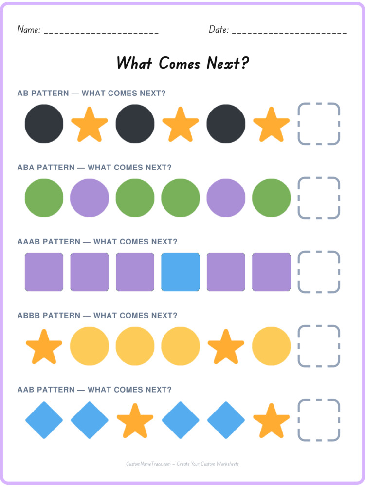 Mixed Review pattern worksheet 216 for kids