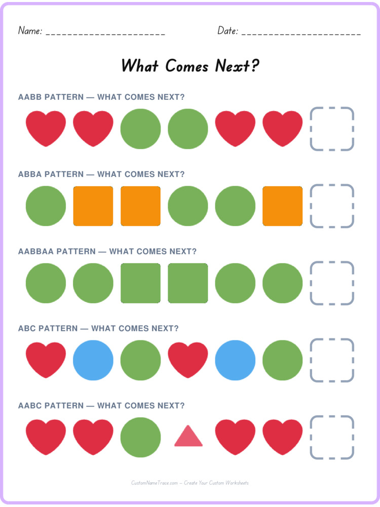 Mixed Review pattern worksheet 217 for kids