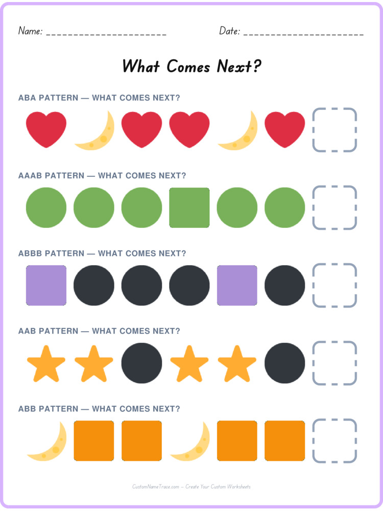 Mixed Review pattern worksheet 218 for kids