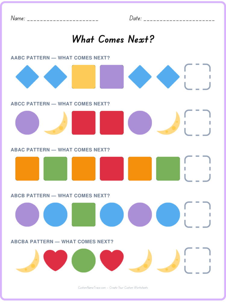 Mixed Review pattern worksheet 219 for kids